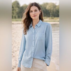 Tory Burch 100% Silk Button Down Shirt, size 8
